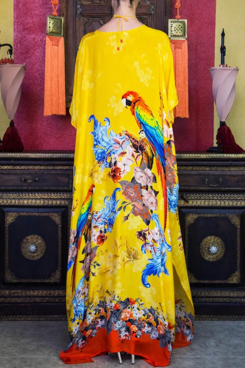Yellow Kaftan Tropical Print