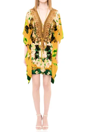 Yellow Short Kaftan Floral Print